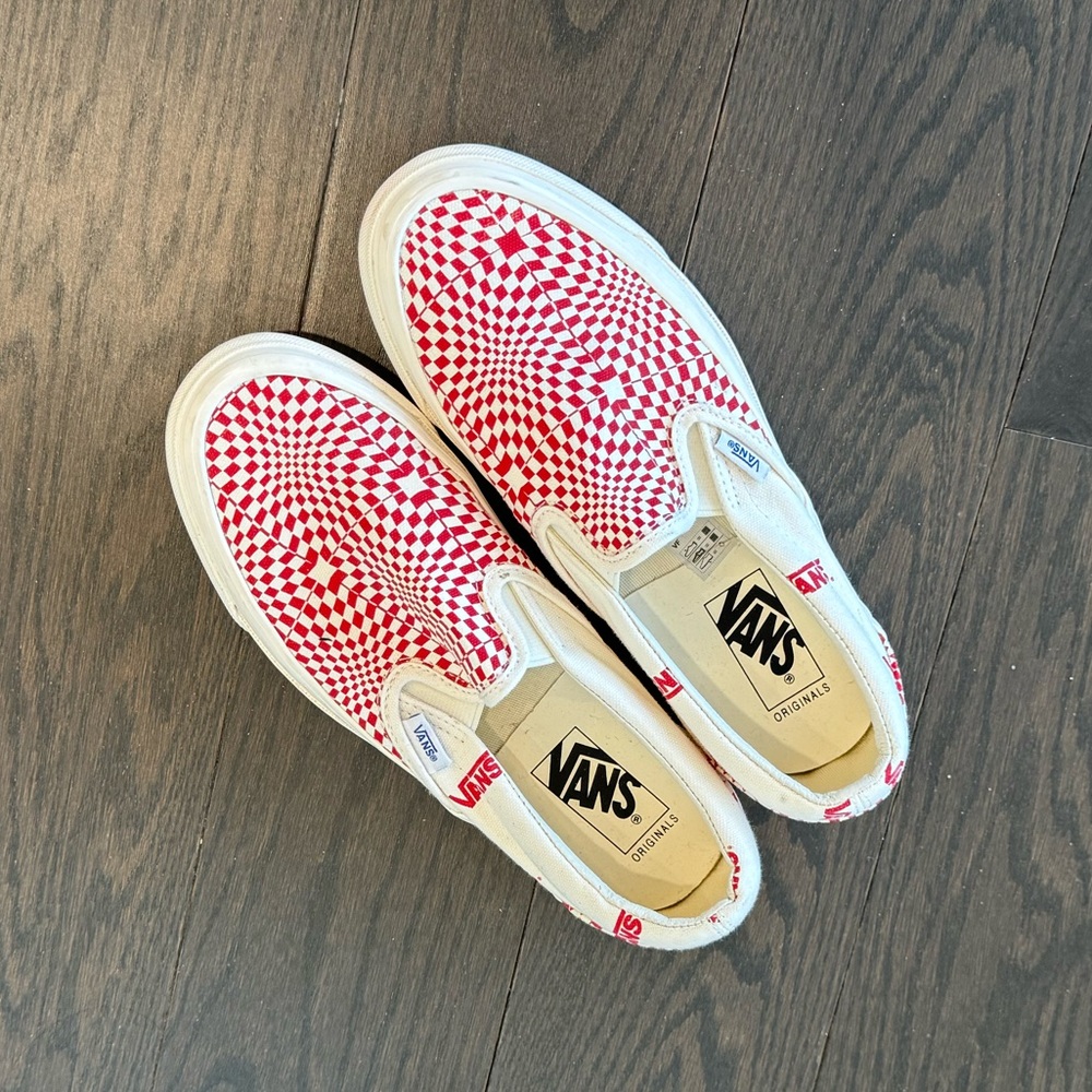 vans red checkered wavy sneakers